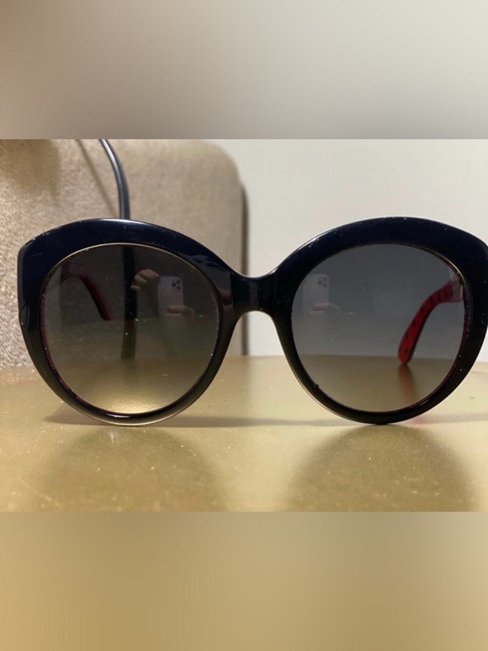 Dolce & Gabbana Black Round Gradient Lens Sunglasses